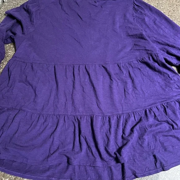 J. Jill Rich Purple Tunic Boho Top with Smocked Sleeves Size 2X Peasant Plus EUC - Picture 7 of 7